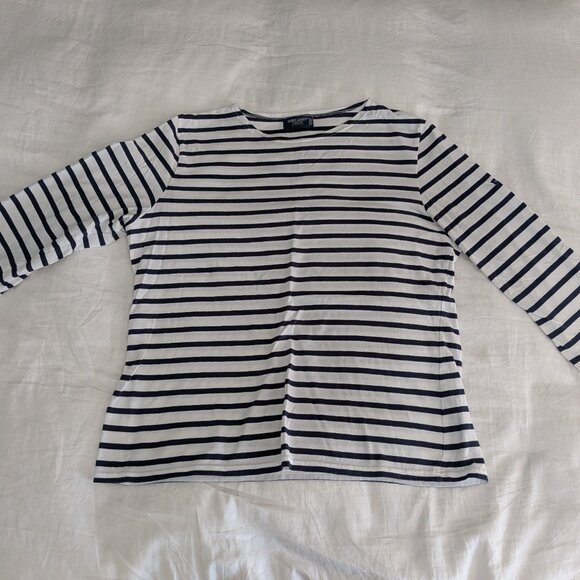 Saint James Navy and White Breton Striped Top, Size US 12, 3/4 sleeves - Picture 3 of 10